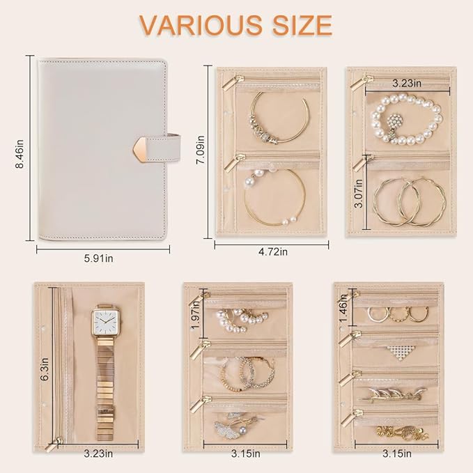 Travel Jewelry Organizer - Waterproof Leather Portable Jewelry Case for Women with Transparent PVC & Suede Lining, Compact Jewelry Storage for Earrings Necklaces Rings