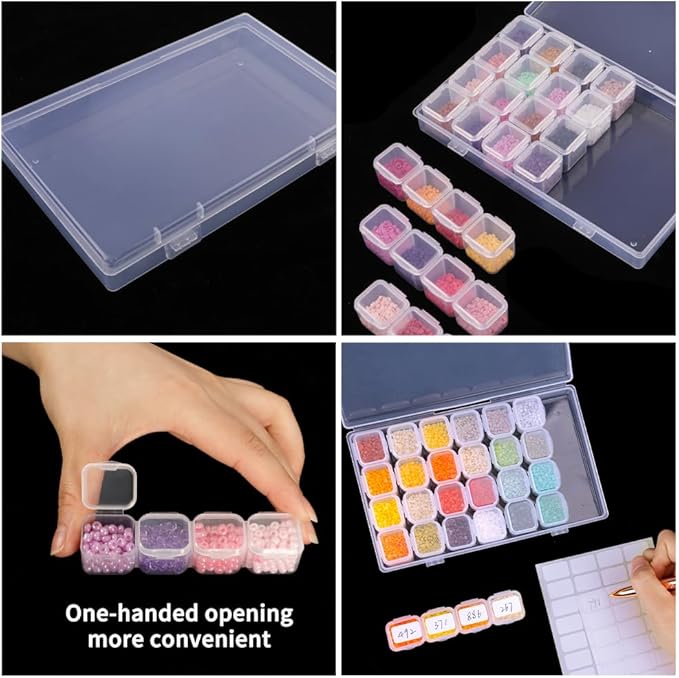 SGHUO 168 Slots 6pcs 28 Grids Diamond Painting Boxes Plastic Organizer, Bead Organizer