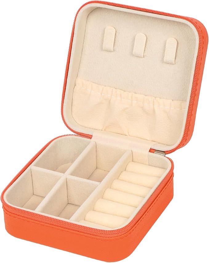 MFXIP Travel Jewelry Case Small Jewelry Box Jewelry Organizer Storage Case Portable PU Leather Mini Jewelry Travel Case for Girls Womens Earring, Necklace, Rings,Bracelets