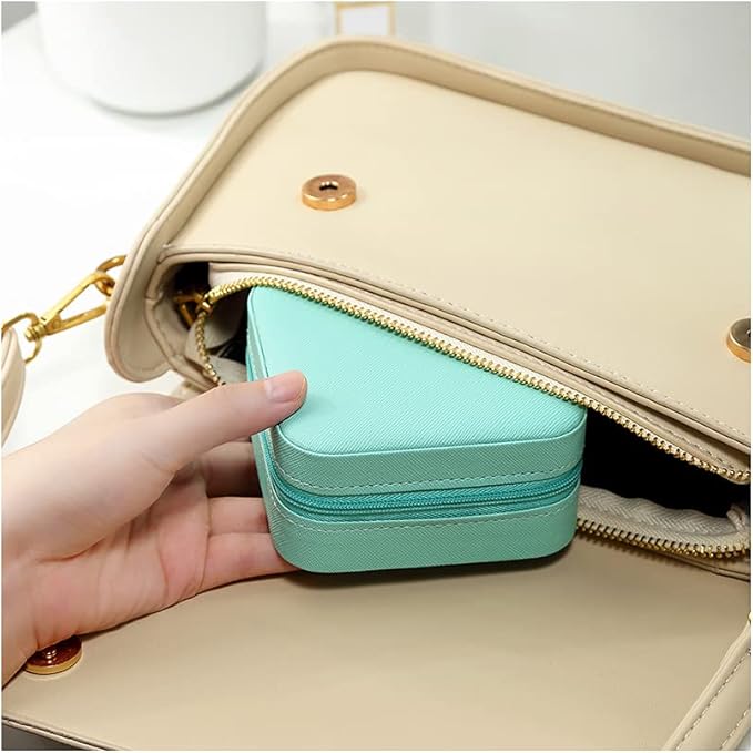 TRODANCE Mini Jewelry Travel Case, Small Portable Jewellry Organizer Box Portable Display Storage Box for Rings Earrings Necklaces, Gifts for Girl, Women, Wedding, Birthday, Mom, Mother's Day (Blue)