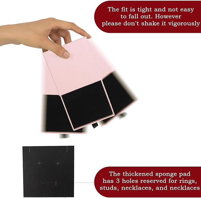 Nsmykhg Jewelry Gift Box Velvet-Lined,12 Pack Compact Drawer Style for Earrings & Rings, Necklace & Bracelet Organizer, 3.93x3.93x1.65 Inches, Stackable Elegant Jewelry Display & Storage Box (Pink)