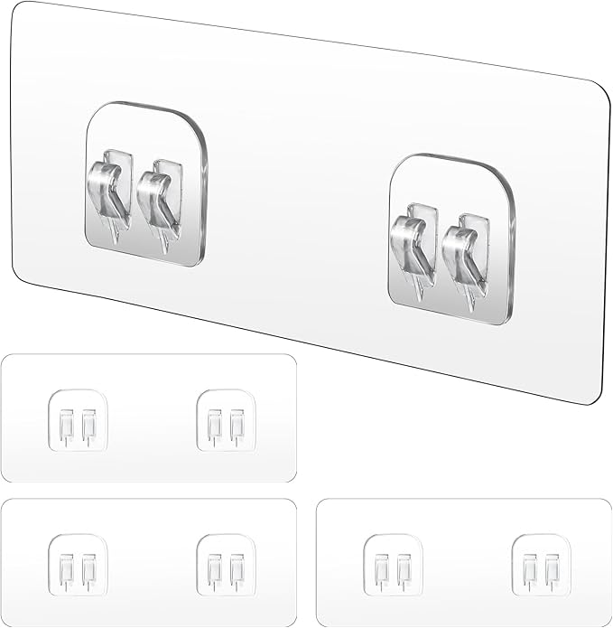 WY LIGHTING LEVEL 4 Pack Shower Caddy Adhesive Replacement, Strong Adhesive Sticker Hooks for Corner Shower Caddy Bathroom Shelf Basket Soap Dish Hanging Hooks Kitchen Accessories No Drilling