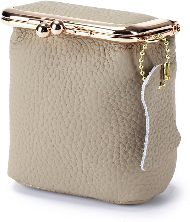 Genuine Leather Mini Jewelry Box & Vintage Wallet for Women - Compact Travel Coin Purse, Lipstick Storage Organizer, Retro Leather Clutch Case (Grey)