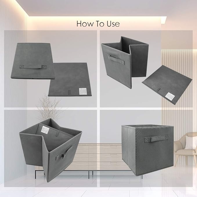 EBIGIC Mini Size 1-Pack Cube Storage Bins 9.0"x7.5"x7.5" Fabirc Foldable Closet Toy Organizer Collapsible Cloth Gray