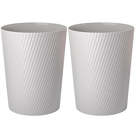 UUJOLY Small Trash Can Wastebasket Garbage Can Container Bins for Bathrooms, Laundry Room, Kitchens, Offices, Kids Rooms, Dorms (Grey, 2 Pack)