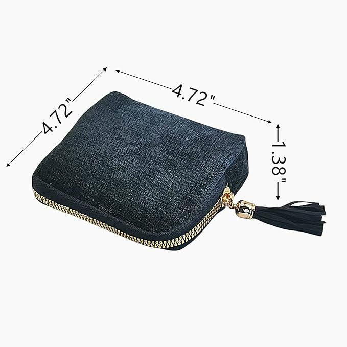 Small Travel Jewelry Case - Jewelry Travel Organizer Bag with Tassel Zipper for Bracelets, Necklaces, Bangles, Jewelry Organizer Storage Bag Gift for Women Girls - LJB001-Dark Blue