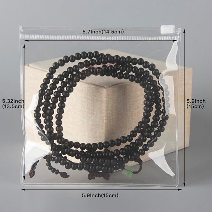 HSLFUAI 50PCS Transparent Jewelry Bags Square Clear Zipper Jewelry Pouches Earring Bracelet Storage Organizer (15 * 15cm 5.9 * 5.9 inch)