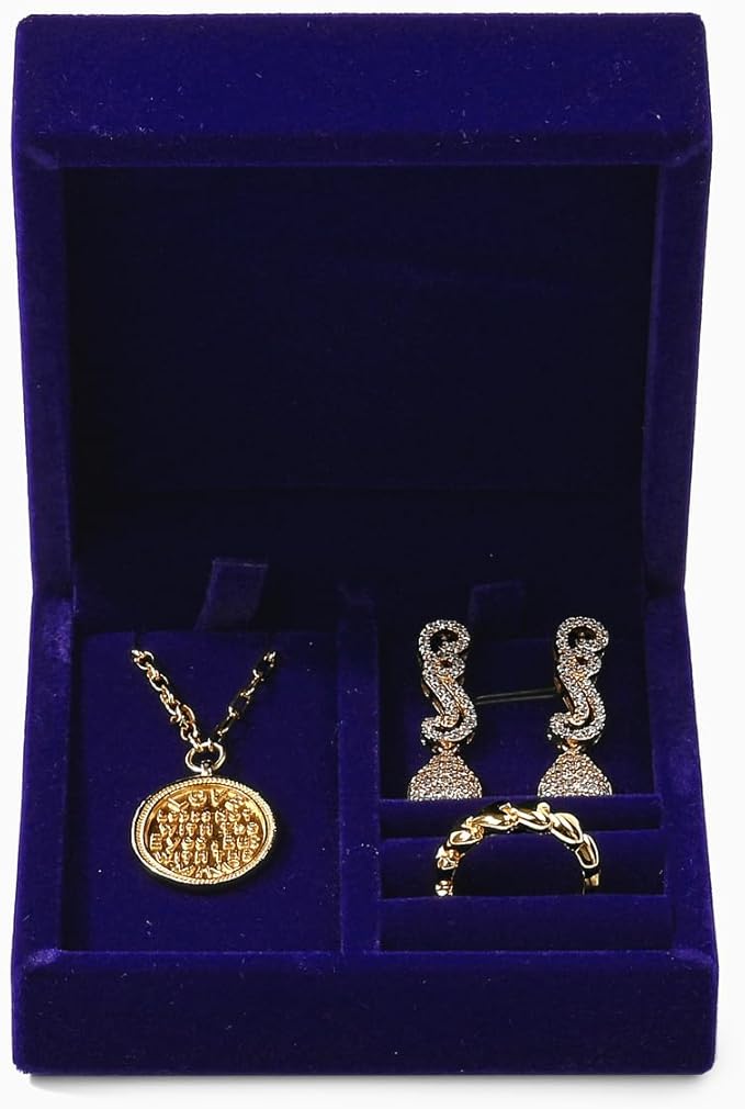 3 in 1 Velvet Jewelry Set Gift Box Earring Gift Box Ring Necklace Boxes Small Jewelry Storage Boxes for Travel Birthday Mother's Day Valentine's Day Gifts (Blue)