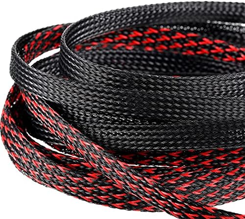 Xuniea 96ft Wire Loom Braided Cable 1/2, 1/4, 3/8 Inch,Black and Red - Image 4