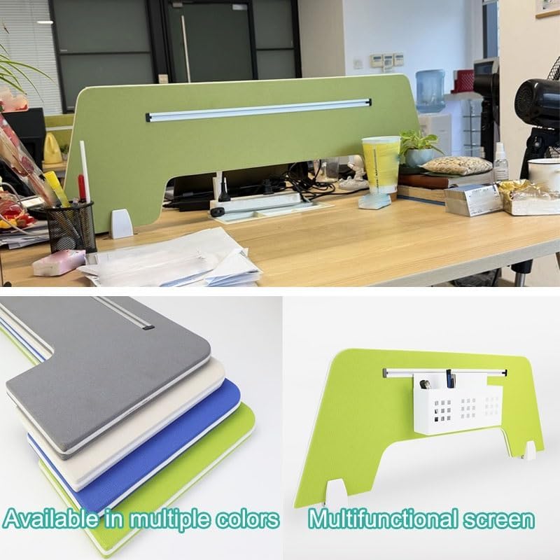 Removable Clamp-on Desk Divider, Portable Table Privacy Board, Freestanding Panel with 2 Clips for Offices Library(Blue,11.8x35.4in) - Image 4