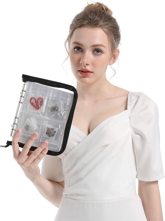 HSLFUAI Transparent Jewelry Storage Book Travel Jewelry Organizer Transparent Jewelry Book Organizer for Necklace Bracelet Ring Holder Jewelry Organizer Book with Small Clear Pouch - Purple