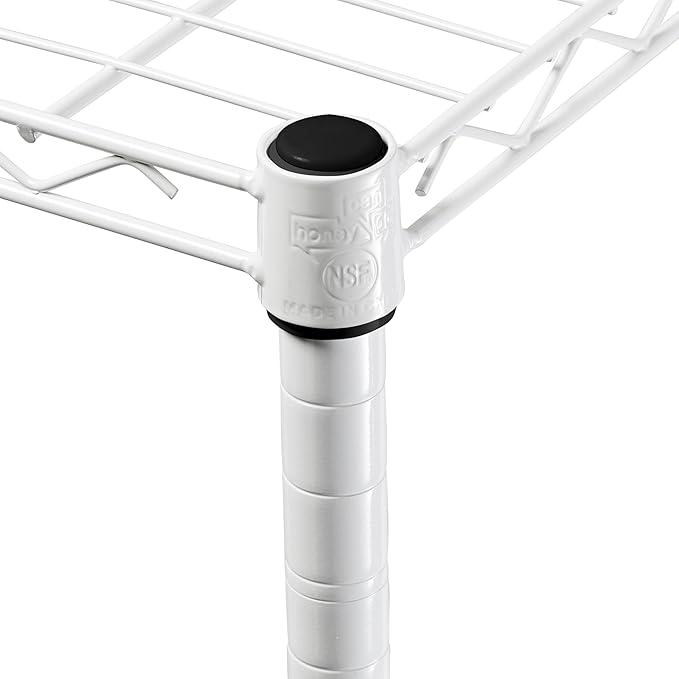 Honey-Can-Do 5-Tier Heavy Duty Adjustable Shelving Unit, 250-lb Per Shelf NSF Certified Metal Storage Rack, White Wire Shelf for Laundry Kitchen Pantry, 24 x 18 x 72 in