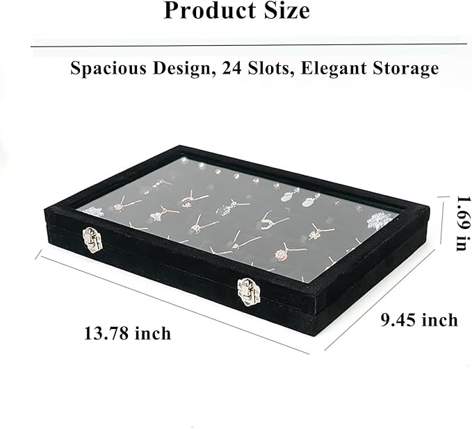 Jewelry Box Necklace Organizer Tray (Black) Necklace Display Case for Storage Jewelry Necklaces Display Stand 24 Slot Pendant Holder for Women