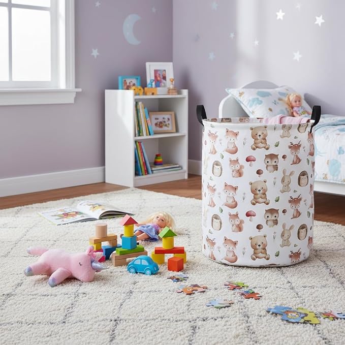Baby Laundry Hamper kids laundry Basket Waterproof Laundry Bag for Bedroom Toy Clothes Organizer Room Décor(Mushroom Animal)