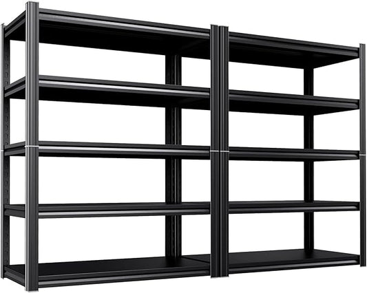 2 Pack Garage Shelving 5-Tier Heavy Duty Storage Shelves, Adjustable Metal Shelving Unit, Utility Garage Organizer Shelf for Basement, Pantry, Warehouse, Supermarket, 45.7" Wx19.7 Dx71.2 H