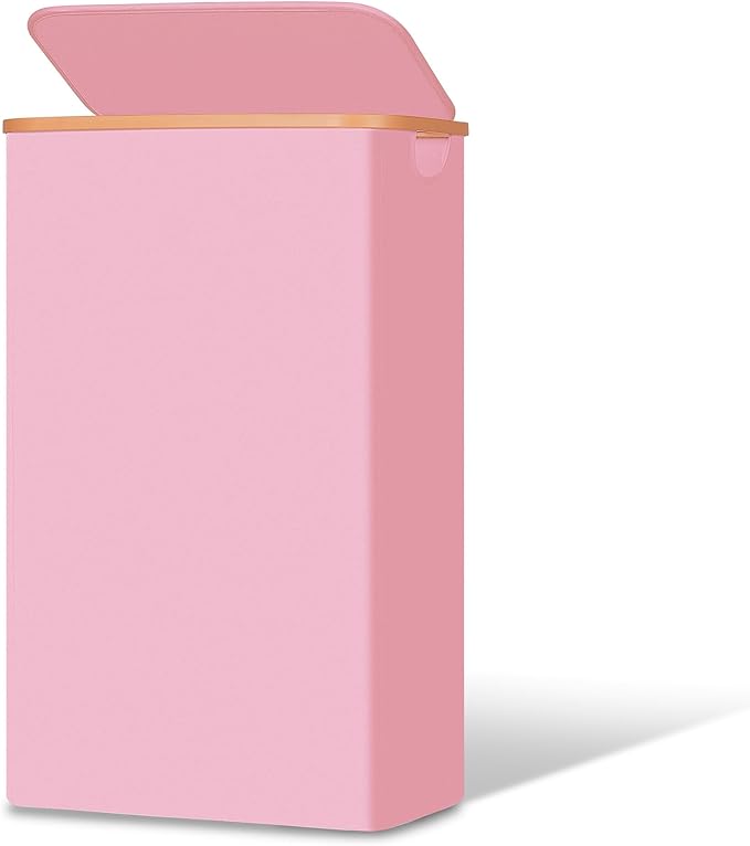 Vincona Slim Laundry Basket with Lid, Narrow Dirty Clothes Hampers for Laundry with Handle, Skinny Laundry Bin for Laundry Room, Dorm, Bedroom and Bathroom, 19.8 Gallon (75L) Pink