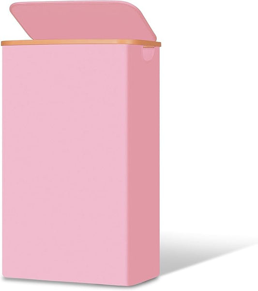 Vincona Slim Laundry Basket with Lid, Narrow Dirty Clothes Hampers for Laundry with Handle, Skinny Laundry Bin for Laundry Room, Dorm, Bedroom and Bathroom, 19.8 Gallon (75L) Pink