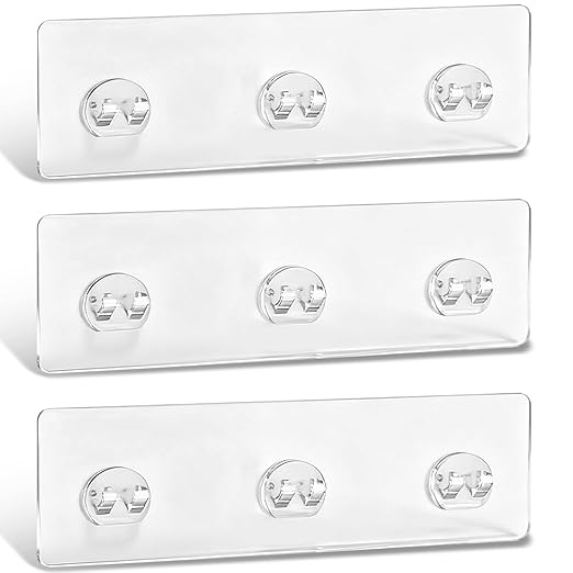 Shower Caddy Adhesive Replacement, Adhesive for Shower Caddy, Strong Shower Adhesive Strips Waterproof Transparent, No Drill Needed Holds 45 lbs for Bathroom Storage Shelves,Kitchen Racks-3PSC