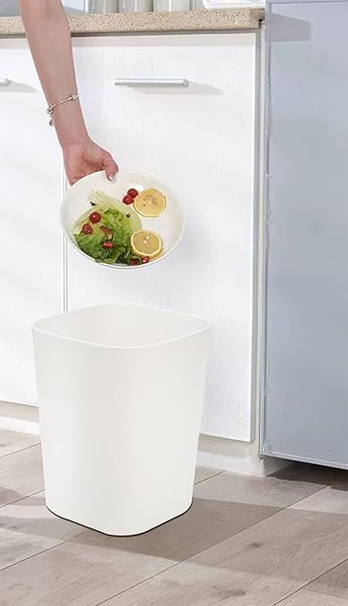 Besli 2 Gallon Small Trash Can Garbage Can Wastebasket for Bathroom Bedroom Kitchen Office (White, 2 Pack)