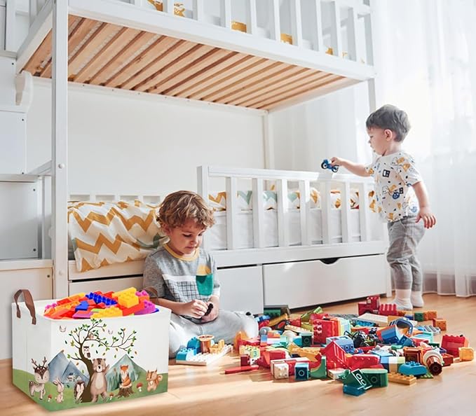 Kids Basket Animal Baskets Cute Storage Bins Rectangular Toy Storage Bin Organizer Book Box ,Animals Room Decor(Mountain animal)