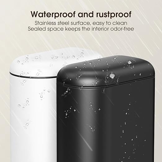 CEROELDA Small Bathroom Trash Can with Lid Soft Close, 5L/1.3 Gallon Stainless Steel Slim Garbage Can, Metal Waste Basket with Step Pedal, for Office, Bedroom, Toilet, Dorm Room (Black, 1.3 Gallon)