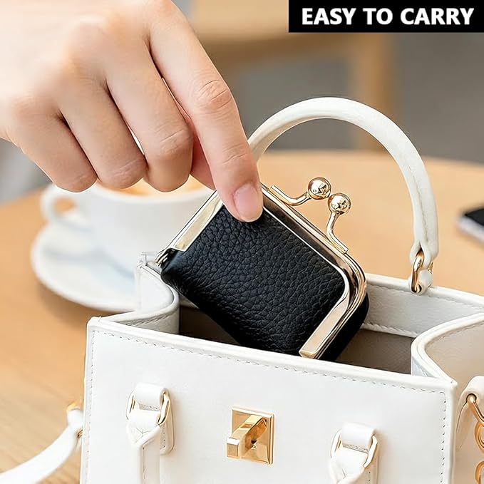 PU Leather Mini Jewelry Box, Vintage Portable Mini Jewelry Organizer with Kiss Lock, Compact Travel Case for Rings, Earrings, Necklaces - Ideal Gift for Women
