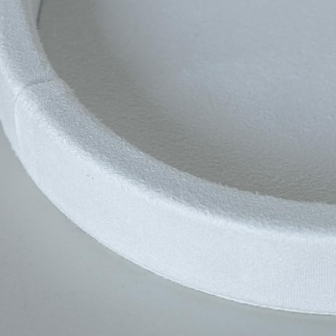 COLLECTIVE HOME - Velvet Jewelry Tray, 6" Monogrammed Jewelry Dish, Smooth Velour Display Dish for Rings, Earrings, Necklaces, Makeup, Personalized Gifts for Women (White-y)