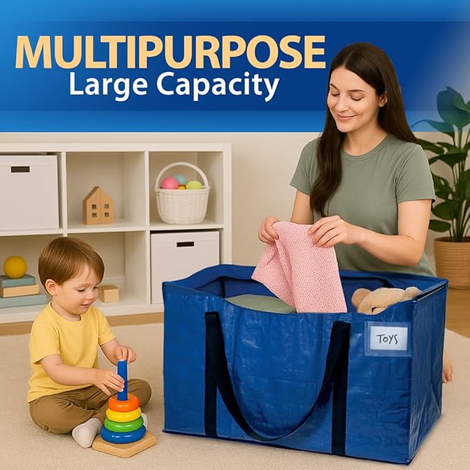 ClearSpace Heavy Duty Moving Bags - Water Resistant Storage Bags or Storage Bins with Lids and Moving Supplies - Large Moving Boxes for College Dorm, Travel, Closet Organization - 2 Pack
