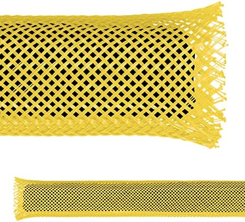 Electriduct 1/4" PET Expandable Braid Sleeving Flame Retardant Flexible Wire Mesh for Cord Management and Cable Protection - 25 Feet - Yellow by Electriduct