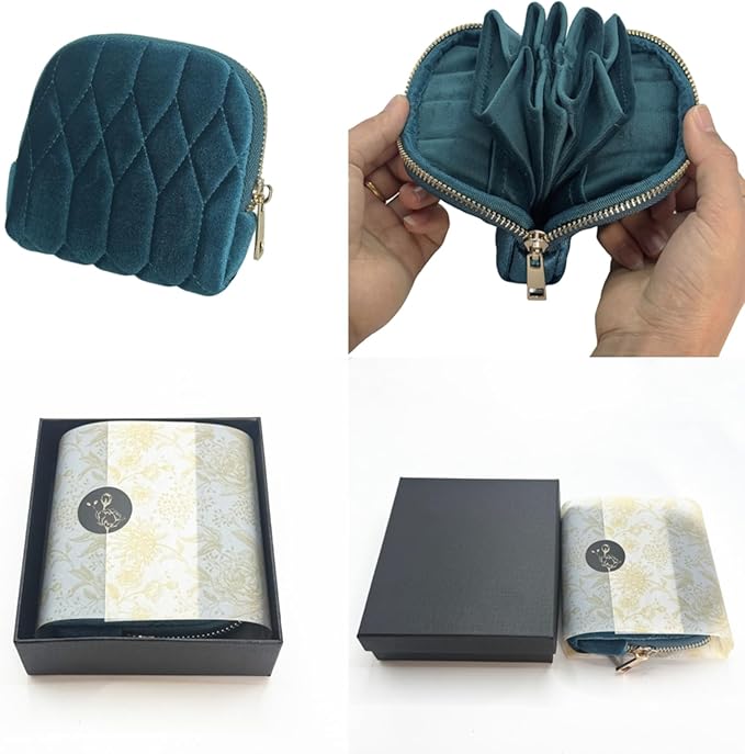 Small Travel Jewelry Case - Jewelry Travel Organizer Bag with for Bracelets, Necklaces, Bangles, Jewelry Organizer Storage Bag Gift for Women Girls,5.1x4.72x1.18 IN- RJB001-Blue