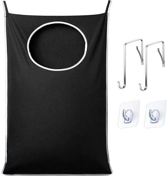 ANSTROUT XL Hanging Laundry Hamper Bags, Door Laundry Hamper with 2 Types of Hooks for Dirty Clothes, Save Bathroom Space Size:36.5x 22 Inch Hanging Laundry Storage Bag (Black)