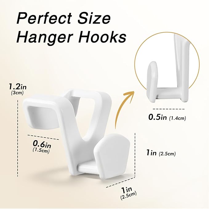 HOUSE DAY Space Saving Hangers 20 Pack, Clothes Hanger Connector Hooks, Heavy Duty Closet Space Saver, Small Space Solutions, Cascading Dorm Room Closet Organizer and Storage - White