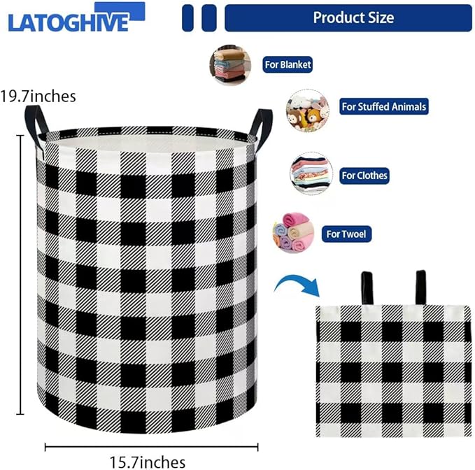 Baby Laundry Hamper kids laundry Basket Waterproof Laundry Bag for Bedroom Toy Clothes Organizer Room Décor(Checkered)