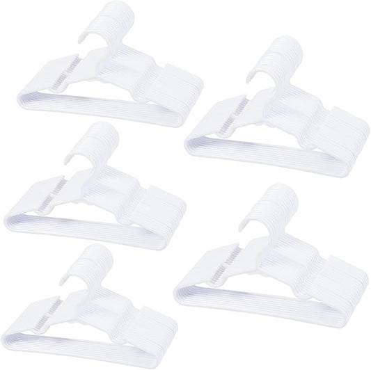120-Piece White Plastic Baby Nursery Closet Hangers, Anti-Slip Laundry Infant Pant Hanger for Newborn Clothes Gift, Ultra-Thin Hanger for Girl Boy Toddler
