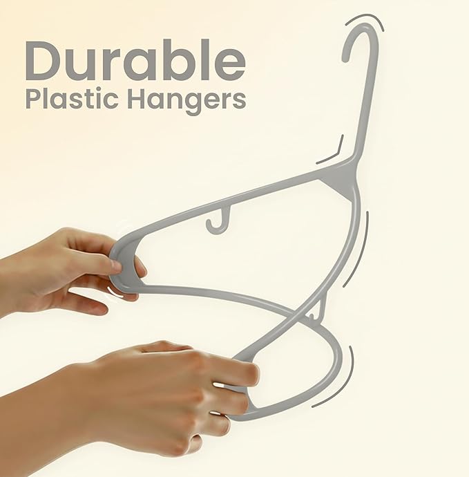 Utopia Home Plastic Hangers 30 Pack - Clothes Hanger with Hooks - Durable & Space Saving (Grey)
