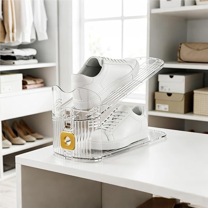 CiBiZi Shoe Slots Organizer Clear 10Pack Adjustable Shoe Stacker for Closet Organization Double Layer Shoe Rack Holder Space Saver Shoe Storage Organizer Zapatero Organizador