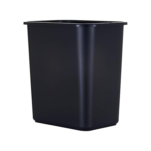 United Solutions 13 Quart / 3.25 Gallon Space-Efficient Trash Wastebasket, Fits Under Desk and Narrow Spaces in Commercial Office, Kitchen, Home Office, and Dorm, Easy to Clean, Black (Pack of 1)