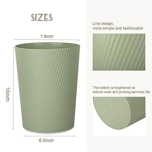 UUJOLY Small Trash Can Wastebasket Garbage Can Container Bins for Bathrooms, Laundry Room, Kitchens, Offices, Kids Rooms, Dorms (Mint Green)