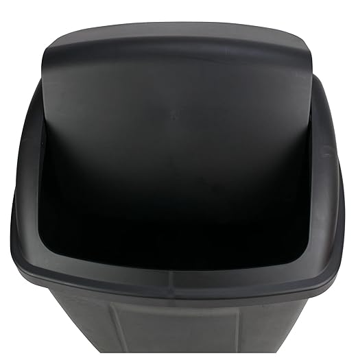 13-Gallon Black Plastic Kitchen Trash Can with Swing Top Lid