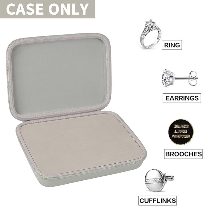 GWCASE Ring Organizer Storage Case - Jewelry Ring Display Collector Box with 42 Slots. Rings Tray Holder Showcase Fits for 50+ Rings, Earrings, Brooches and Cufflinks (Box Only)-Grey
