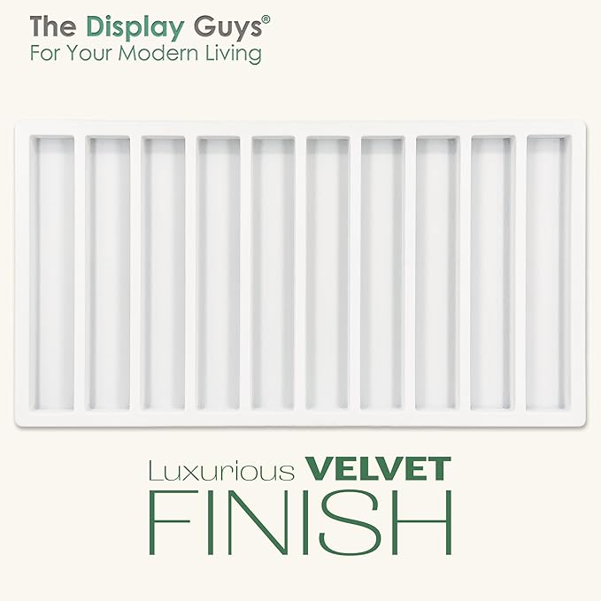 TheDisplayGuys For Your Modern Living 2-Pack 10-Compartments Vertical Flocked Velvet Jewelry Display Inserts - Tray/Case Liners - Bracelet Necklace Storage, (White) by The Display Guys