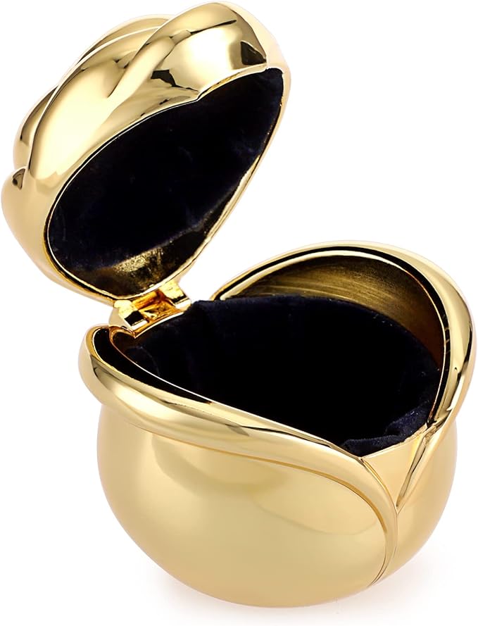 Hipiwe Rose Shape Vintage Jewelry Box - Gold Metal Trinket Organizer Small Jewelry Storage Holder Treasure Box Case Keepsake Box for Rings Earrings Necklace Gift for Women, Large