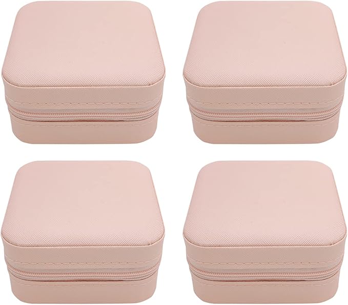 TRODANCE Mini Jewelry Case, Small Travel Jewelry Organizer, Portable Jewelry Box Mini Storage Organizer Display Box For Rings Earrings Necklaces (Pink-4)