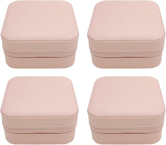 TRODANCE Mini Jewelry Case, Small Travel Jewelry Organizer, Portable Jewelry Box Mini Storage Organizer Display Box For Rings Earrings Necklaces (Pink-4)