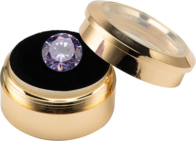 Small Loose Diamond or Gemstone Display Box Case Holder Show Container Metal (Gold- 1.3x0.5)