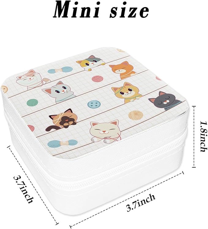Cute Cat Travel Jewelry Organizer Cute Mini Jewelry Travel Case Small Jewellery Box Case Portable Earring Ring Storage Box Bracelet Organizer Christmas Birthday Gift for Mom Wife Daughter