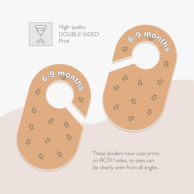 Eli with Love Baby Closet Dividers (Leaves) - Ideal Baby Clothes Dividers – Organize Nursery Closet Hangers by Size/Age