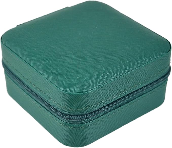 OceeK Travel Jewelry Case Box Organizer with Mirror,Travel Jewelry Box Holder Stocking Stuffers,Green,1 Pack