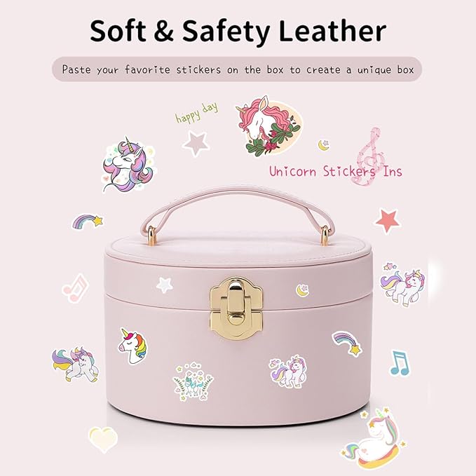 VLANDO Musical Jewelry Box for Girls, Small Kid Music Box with Ballerina for Party Bedroom Decor, Bithday Gift for Girl - Light Pink