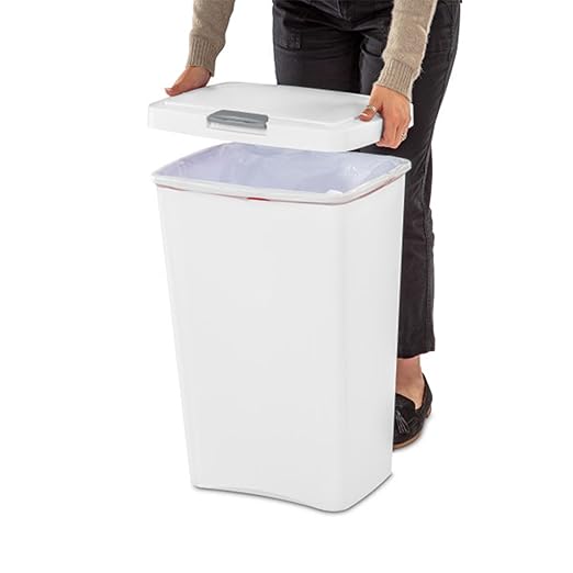 Sterilite 13 Gallon TouchTop Wastebasket Trash Can Garbage Recycle Bin with Titanium Latch for Kitchen, Garage, Basement, or Office, White (8 Pack)